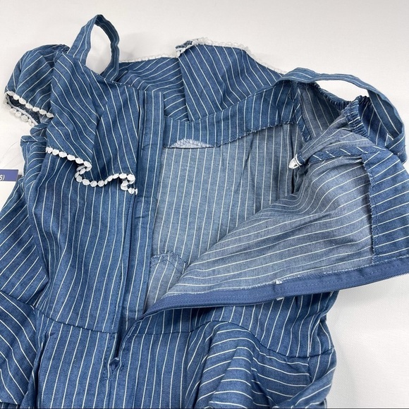 BCBGirls Dress Sleeveless Ruffle Striped Blue Summer Spring Dressy Cute New - Picture 10 of 16